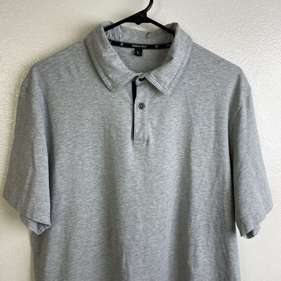 Public Rec Polo Shirt Large Mens Grey Short Sleeve Performance Preppy Active - Picture 3 of 13